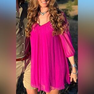 Diane Von Furstenberg long sleeved silk chiffon mini dress SIZE 6